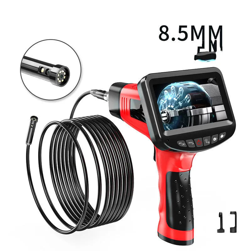 8.5mm diameter dual-lens endoscope inspection camera with memory card.