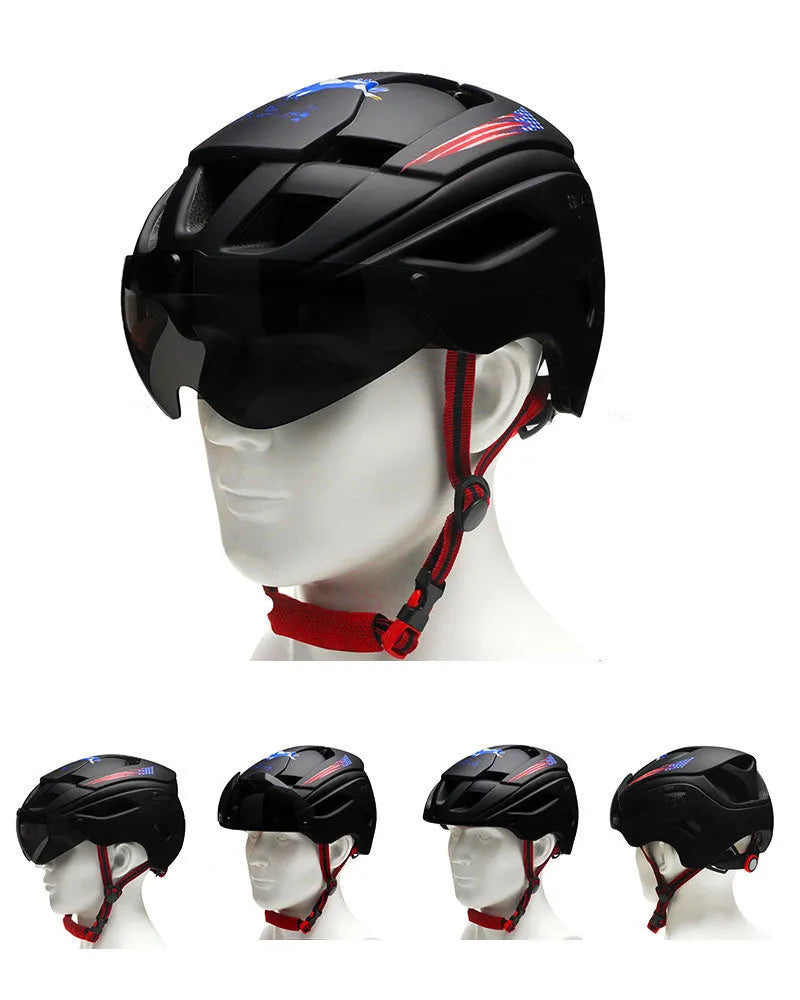 One-piece frosted goggles helmet in black with magnetic PC lens and ventilation holes on front
