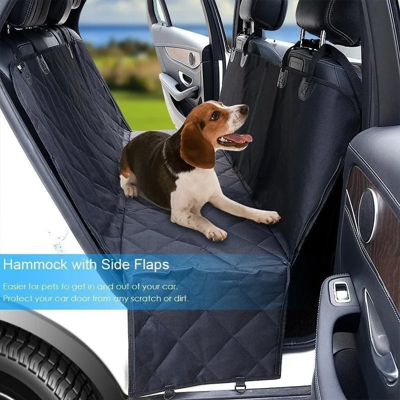 Thicken quilted waterproof pet car mat in black, 137 x 147 cm, breathable cloth seat cushion for dogs.