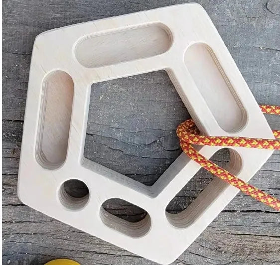 Wooden climbing training board with pentagonal round design for finger strength exercises