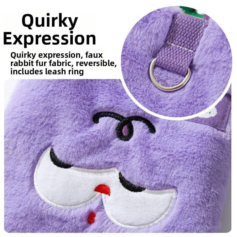 Autumn winter dog hoodie with cute bear design and scarf in pink or purple, sizes XS to XXL
