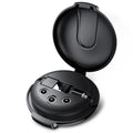 Black 3-in-1 magnetic retractable charger with car mount patch and universal phone plugs