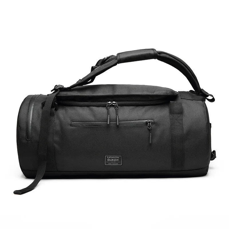 Polyester travel backpack fitness bag in black, 56x28x28 cm, waterproof and breathable