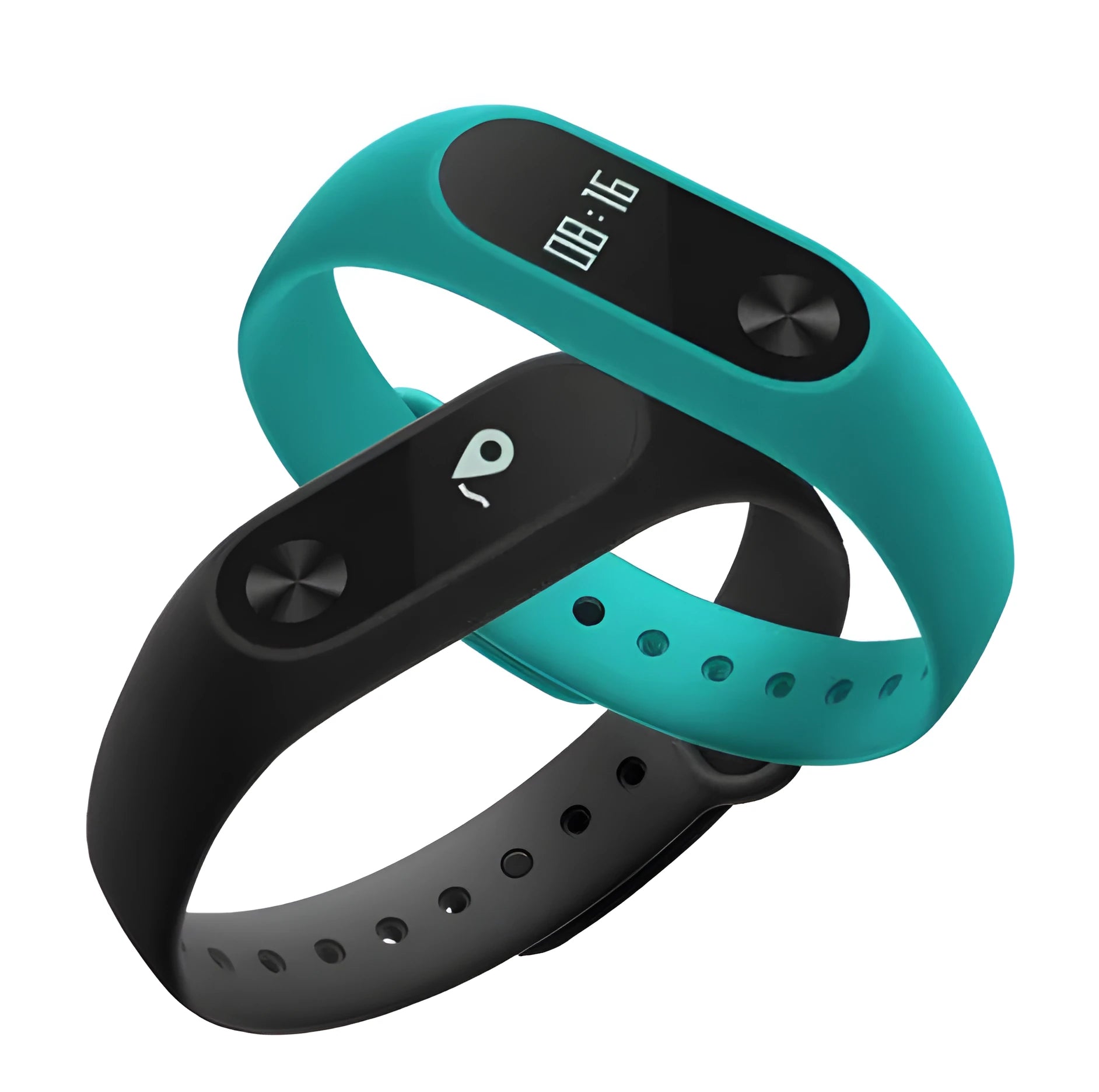 Xiaomi Mi Band 2 black fitness tracker with OLED screen on a wrist.