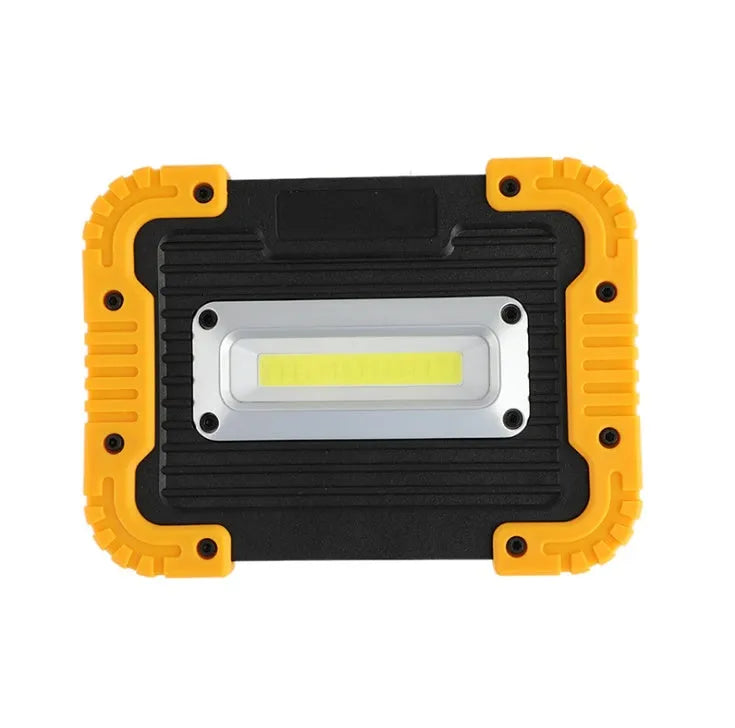 Rechargeable LED camping lantern with 750 lumens COB light, 3600mAh battery, USB output, and 180° rotatable support in rectangle style