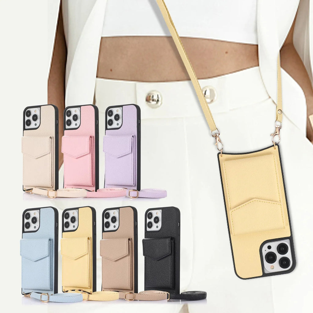 TPU leather back cover phone case for iPhone in an inclined straddle design, shown in a solid colour.