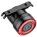 Black smart brake sensing USB charging bicycle taillight with aluminium alloy housing.