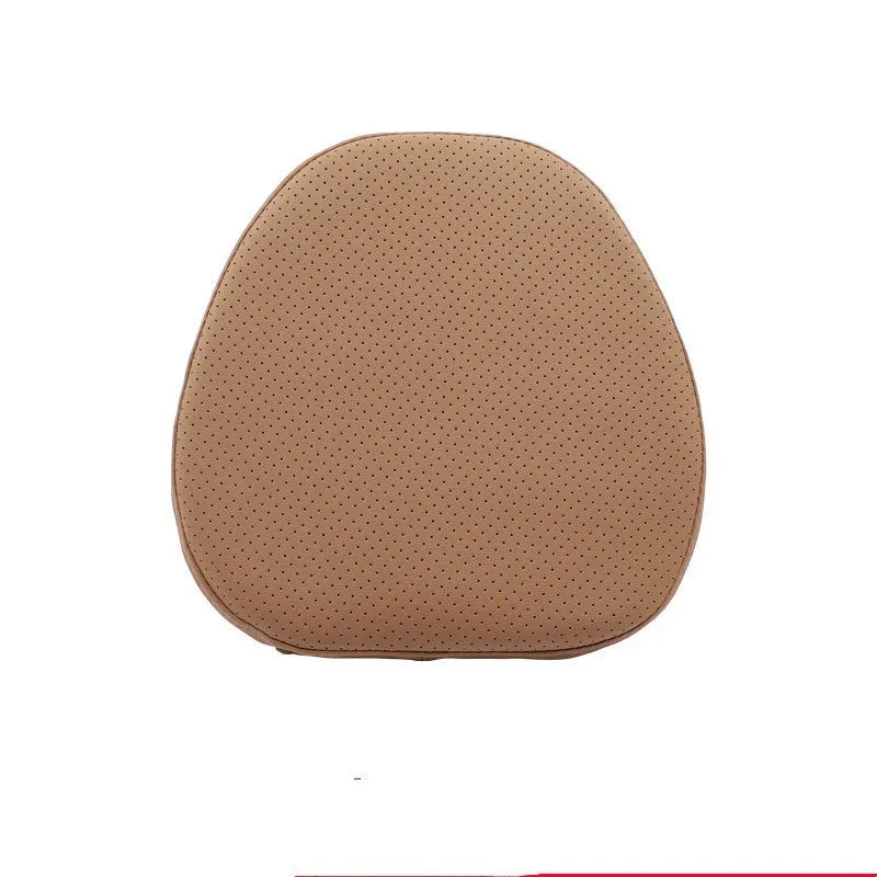 Volvo car headrest, neck pillow, and lumbar support cushion set in a minimalist design on a car seat