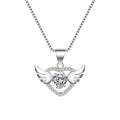 S925 sterling silver angel wings pendant with Swiss 4A zircon diamond, 17mm, silver colour, individually packed
