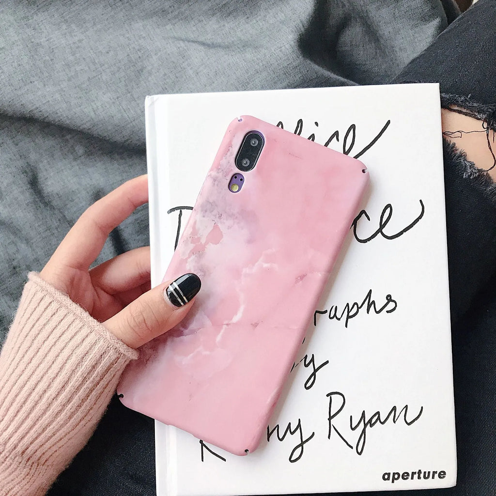 Painted pure colour phone case for Huawei and Honor smartphones in black and pink options