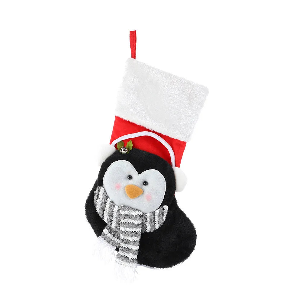 Cartoon Santa Claus cloth gift bag in Fox design with pendant, 43cm long