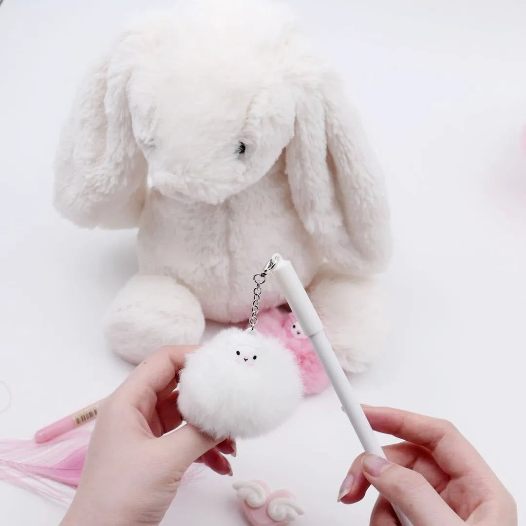 Alpaca hair ball pendant neutral pen with 0.5mm tip, 17cm plastic ballpoint pen