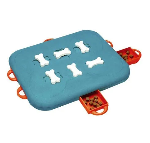 Blue plastic pet treasure hunt puzzle food spill toy for dogs and cats, 100g interactive feeder