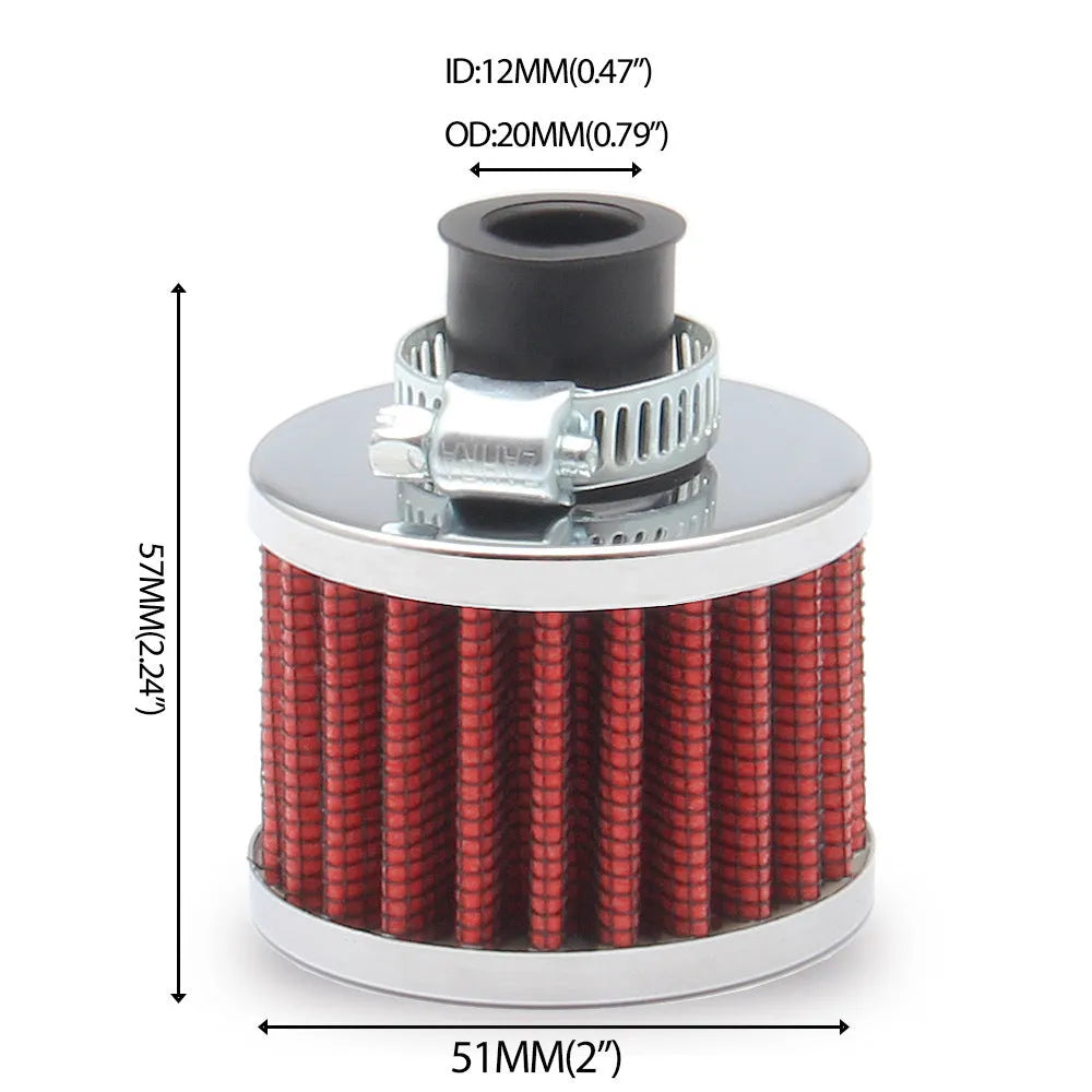 Car modification head air filter in silver with universal fit for engine intake replacement