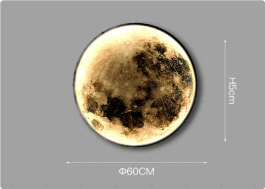 Acrylic moon wall lamp in warm light, 300mm diameter, dimmable