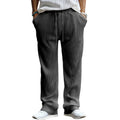 Men's loose fit high waist straight leg striped trousers in polyester fabric