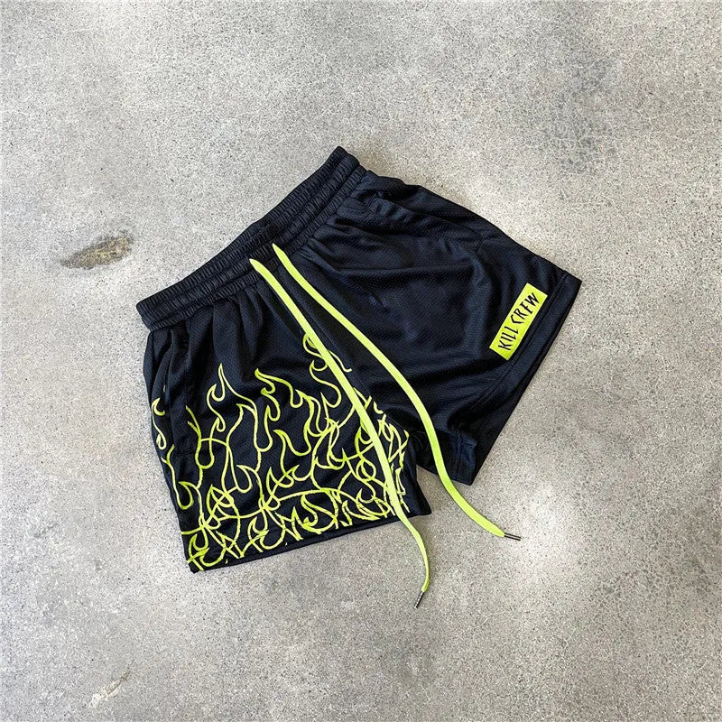 Men's mesh breathable sports fitness shorts in eight colours, polyester, sizes S to 4XL, waist 66-96cm