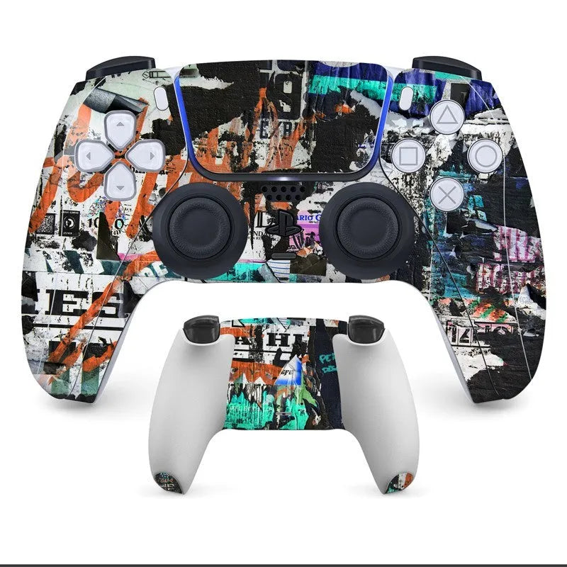 PS5 controller protective stickers with no-glue application and multiple design options