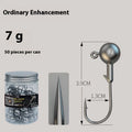 50-piece enhanced jig hook fishing set with strengthened construction and primary colour options