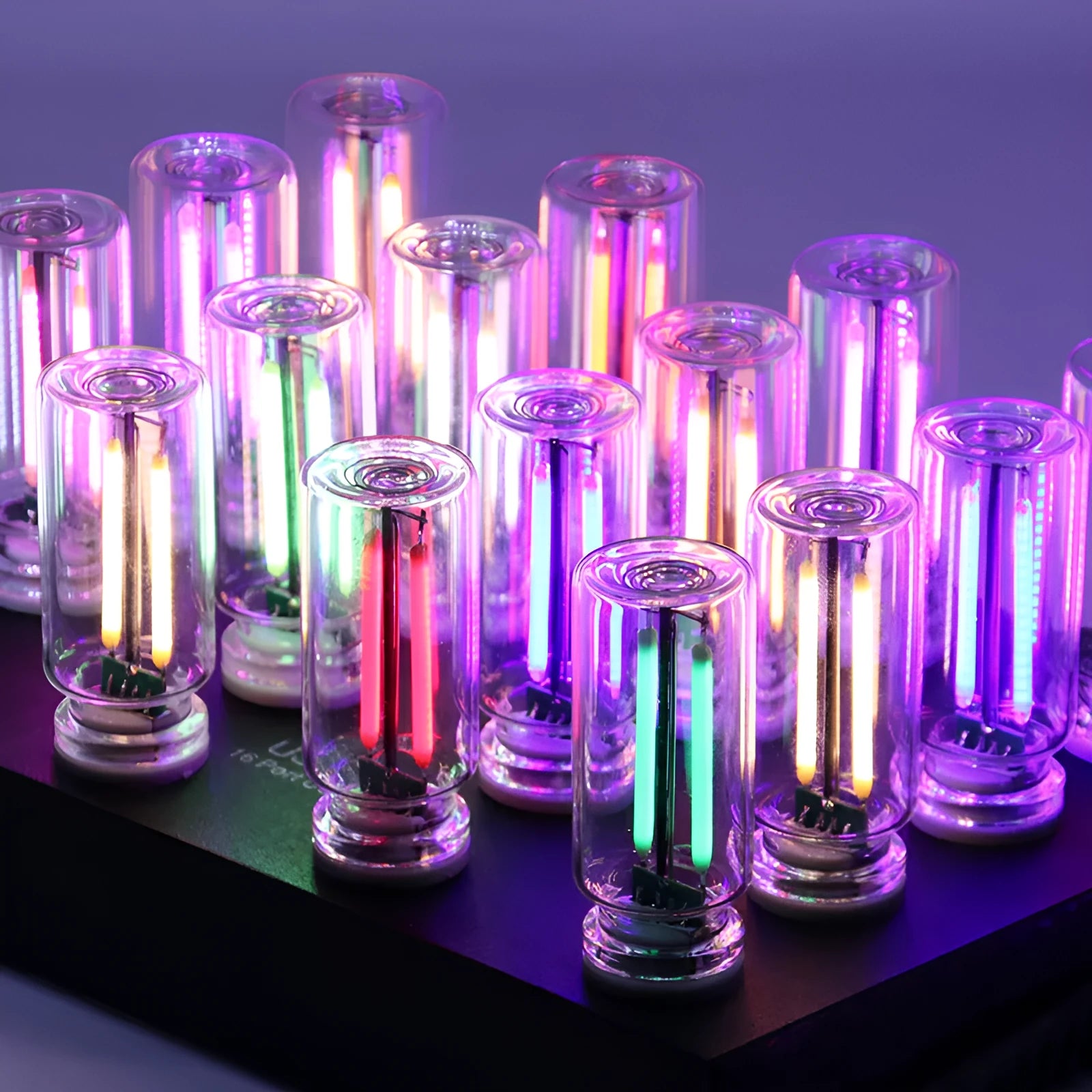 RX9001 transparent glass USB touch night lamp showing compact 22x64mm dimensions