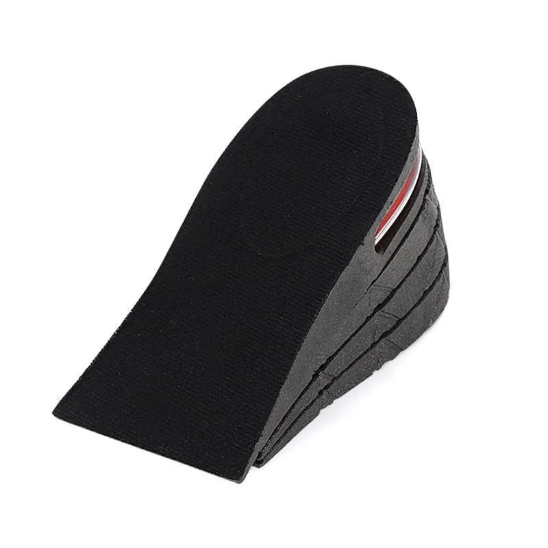 Black height increasing insoles for women and men, half and full pad options from 3cm to 7.5cm, sizes 35-44