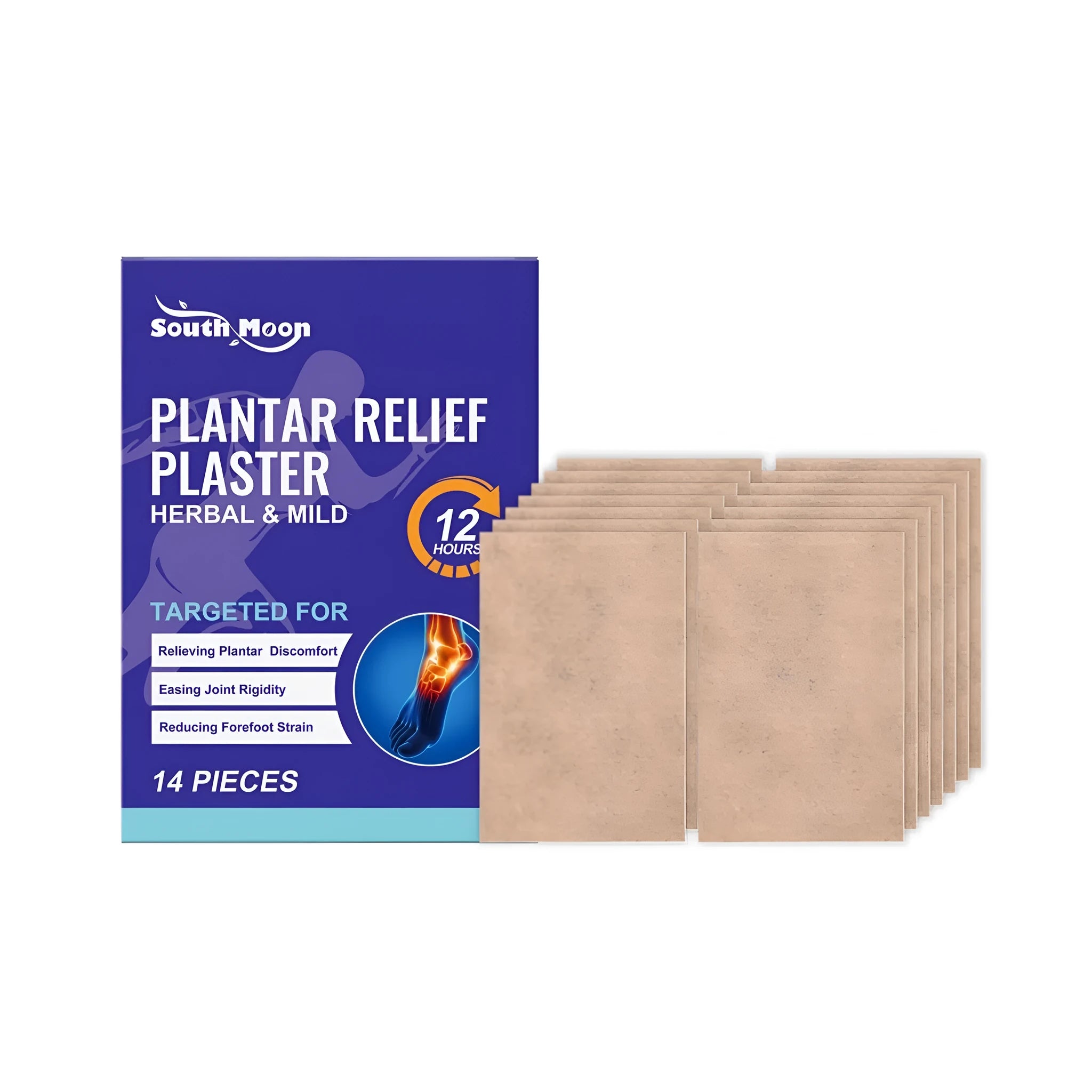 Pack of 14 foot soothing patches for muscle relief on feet and legs
