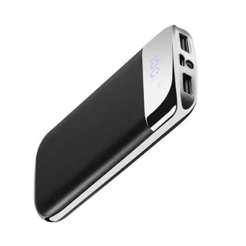 Y10 portable power bank with LCD screen showing battery percentage, in a choice of colours including black, gold, and rose gold.