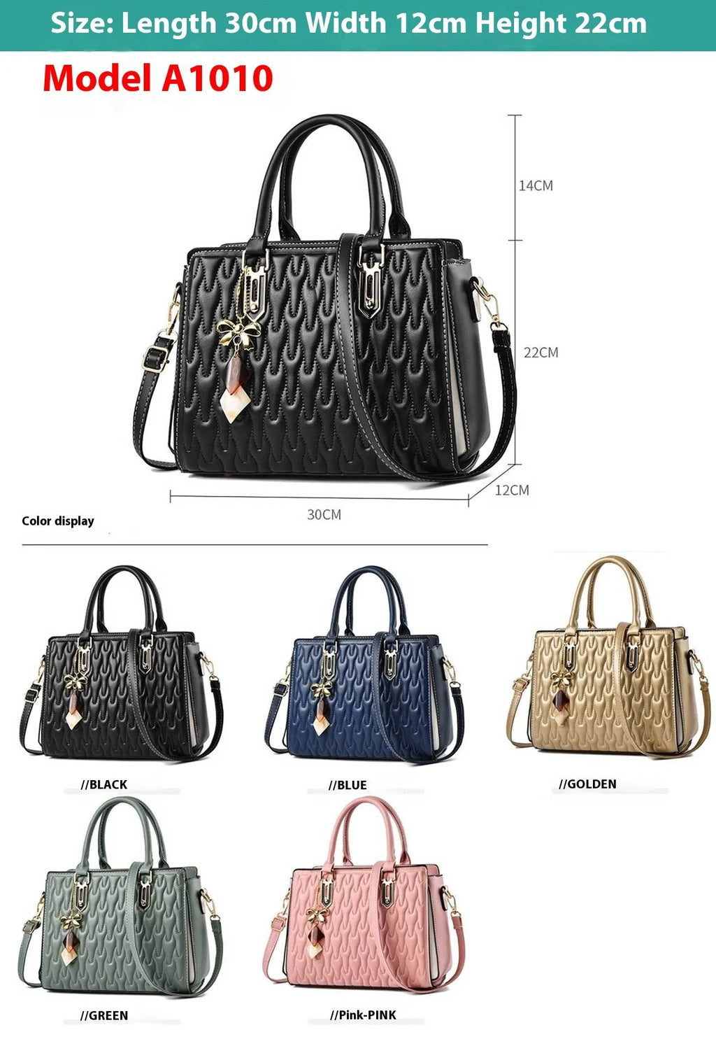 Women's large polyester messenger bag in street style, shown in one of five colour options.