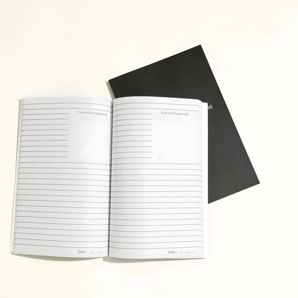 Black leather-bound dream journal notebook with business simplicity style.