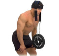 Black head and neck trainer harness with adjustable straps for shoulder and neck strength training