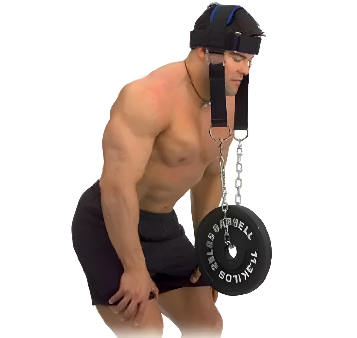 Black head and neck trainer harness with adjustable straps for shoulder and neck strength training