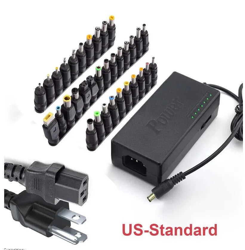 96W universal adjustable power adapter with voltage selector and 34 connector tips