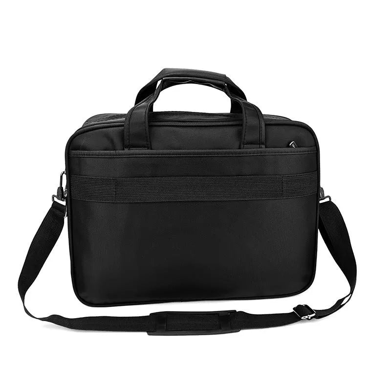 Black Oxford cloth laptop briefcase, expanding business bag in 16 inch and 17 inch sizes