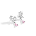 Women's sterling silver butterfly stud earrings with crystal accents on white background