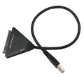 Black USB 3.0 to SATA 7+15 pin adapter cable with separate power connector for 2.5 and 3.5 inch hard drives.