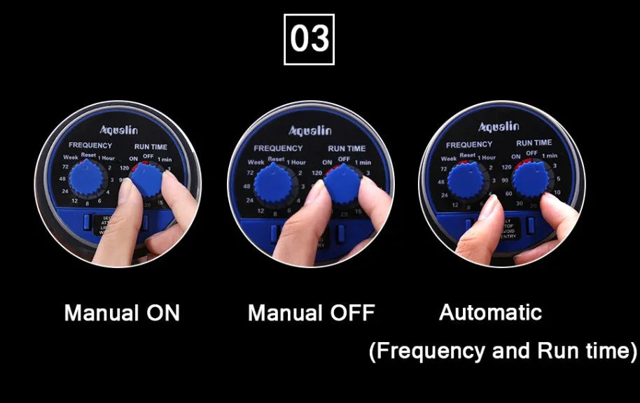 Digital automatic watering timer device for garden hose with display and control buttons