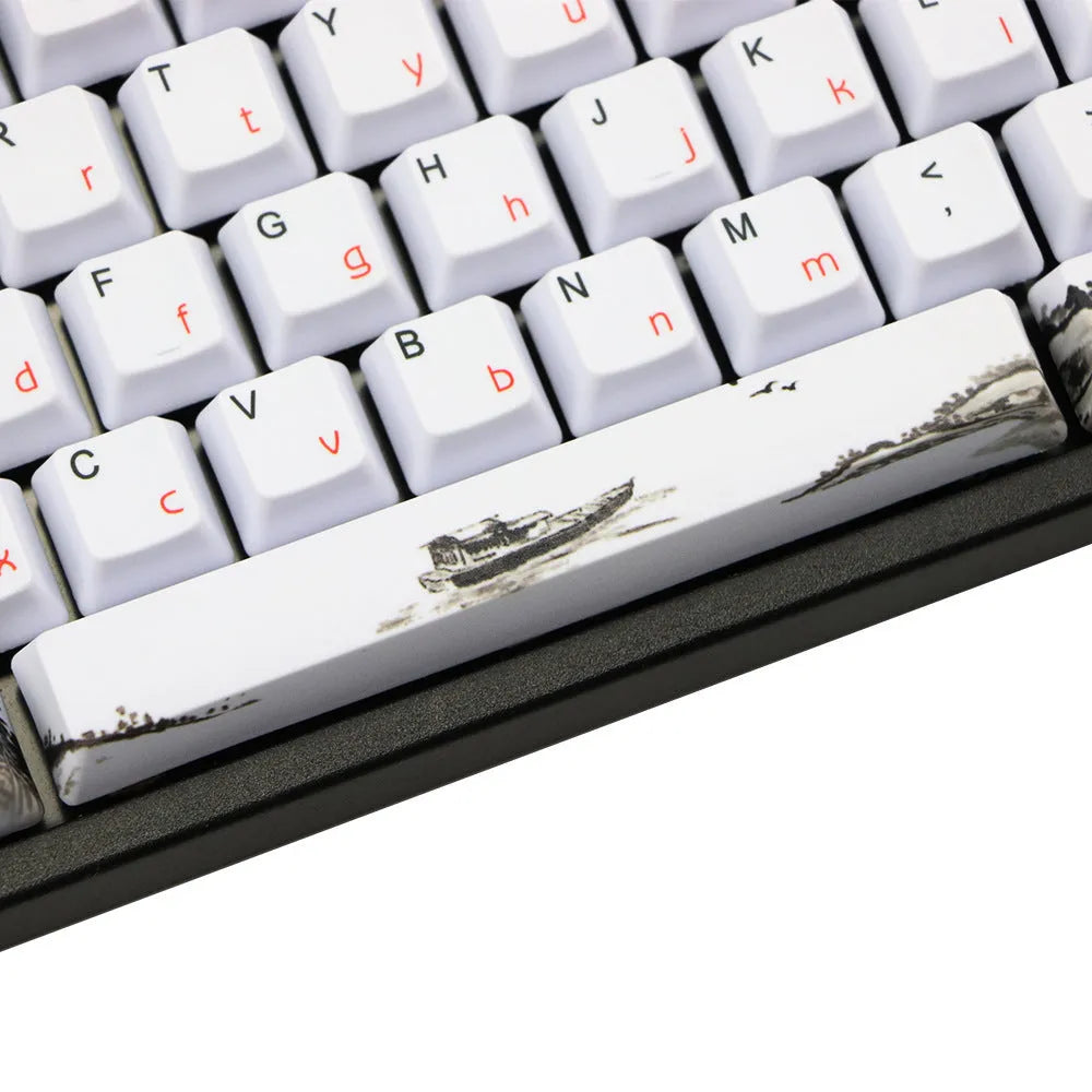 PBT mechanical keyboard keycap set with Wangjiang plum blossom theme design