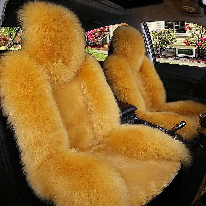 Winter car cushion single seat in bean paste colour with wool cashmere blend outer