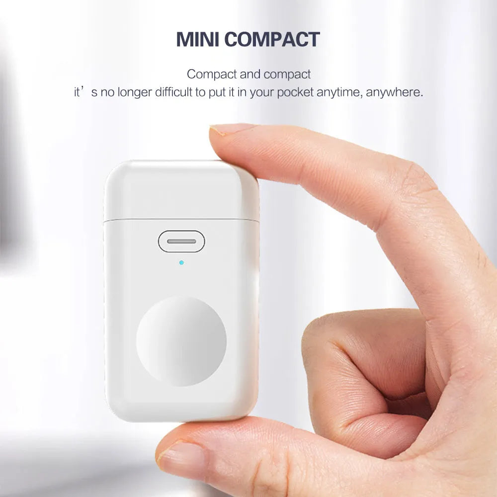 White 1000mAh portable magnetic wireless charger for Apple Watch showing compact size