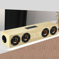 Wooden Bluetooth soundbar speaker, four speakers, 20W output, 380 x 80 x 9mm, yellow or brown wood grain