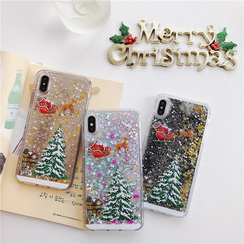 Quicksand shell phone case with camouflage pattern for iPhone and Samsung in various colours