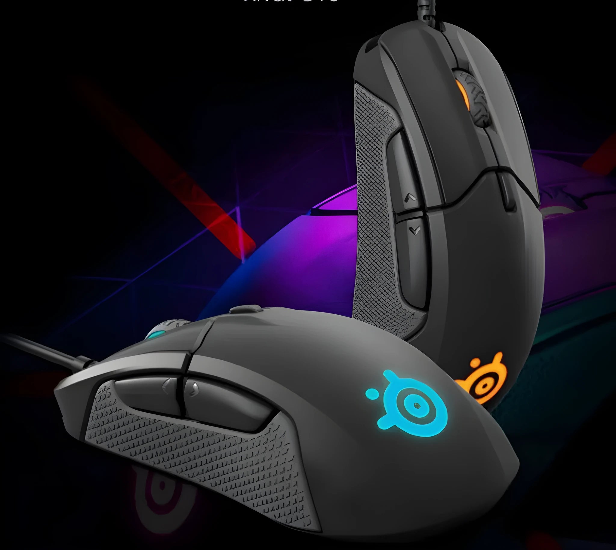 Black wired gaming mouse with 6 buttons, ergonomic shape, USB cable, 12000 DPI sensor