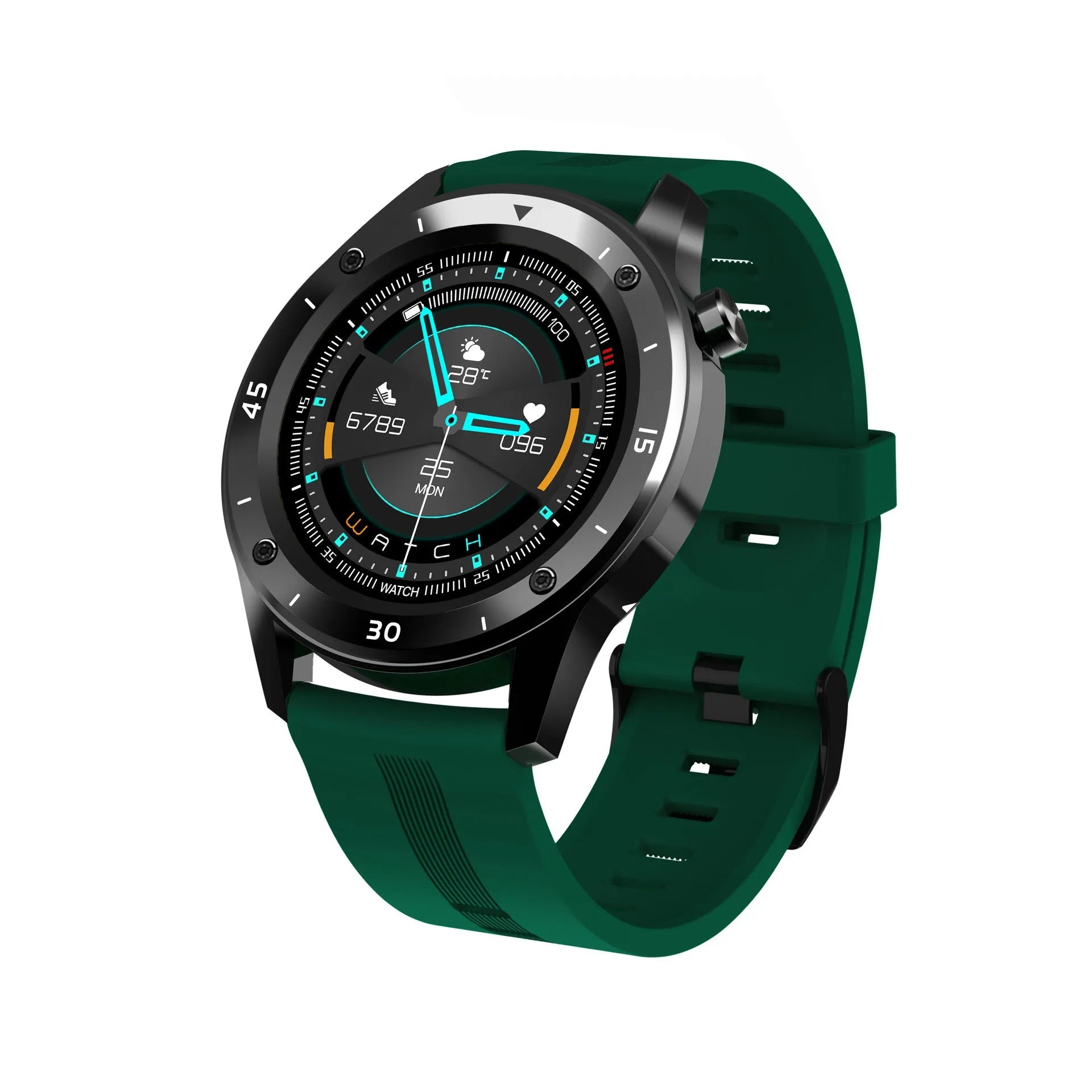 F22 Smart Watch in black with 1.54-inch screen on a TPU wristband, showing fitness tracking display.