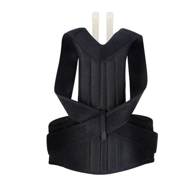 Black spine bending posture corrector with nano-carbon titanium keel and breathable mesh, sizes S to 4XL