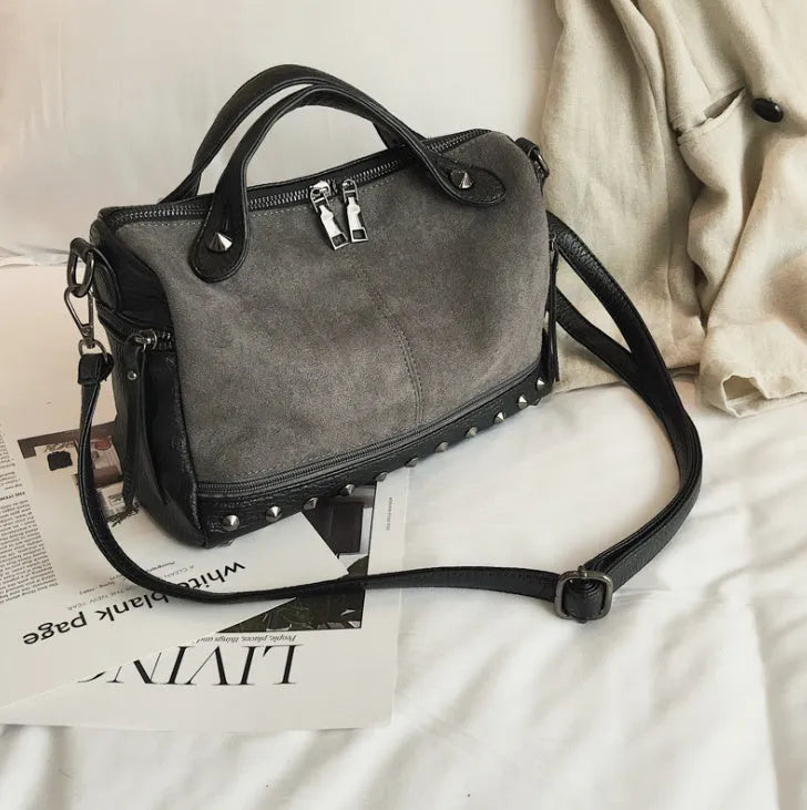Soft PU leather women's casual tote shoulder bag in black