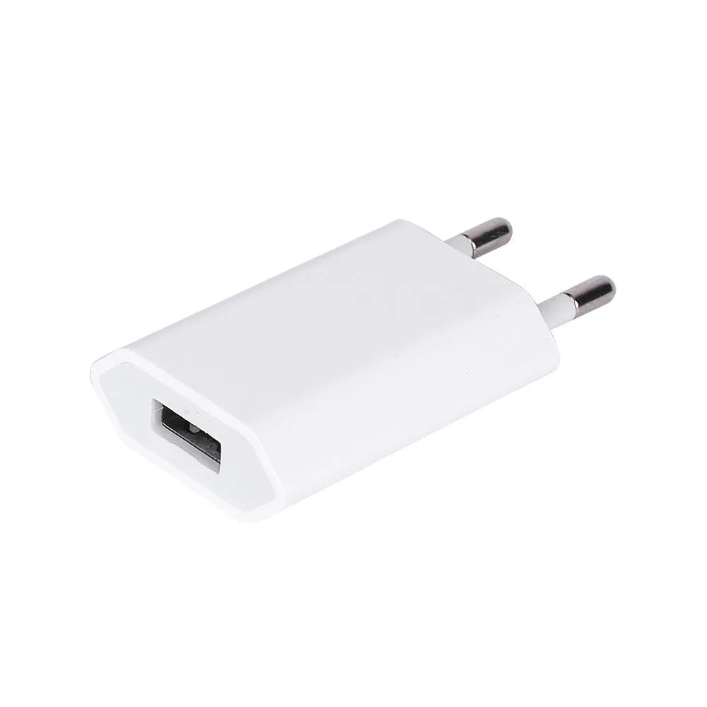 USB travel charger with cable compatible with iPhone and iPad devices