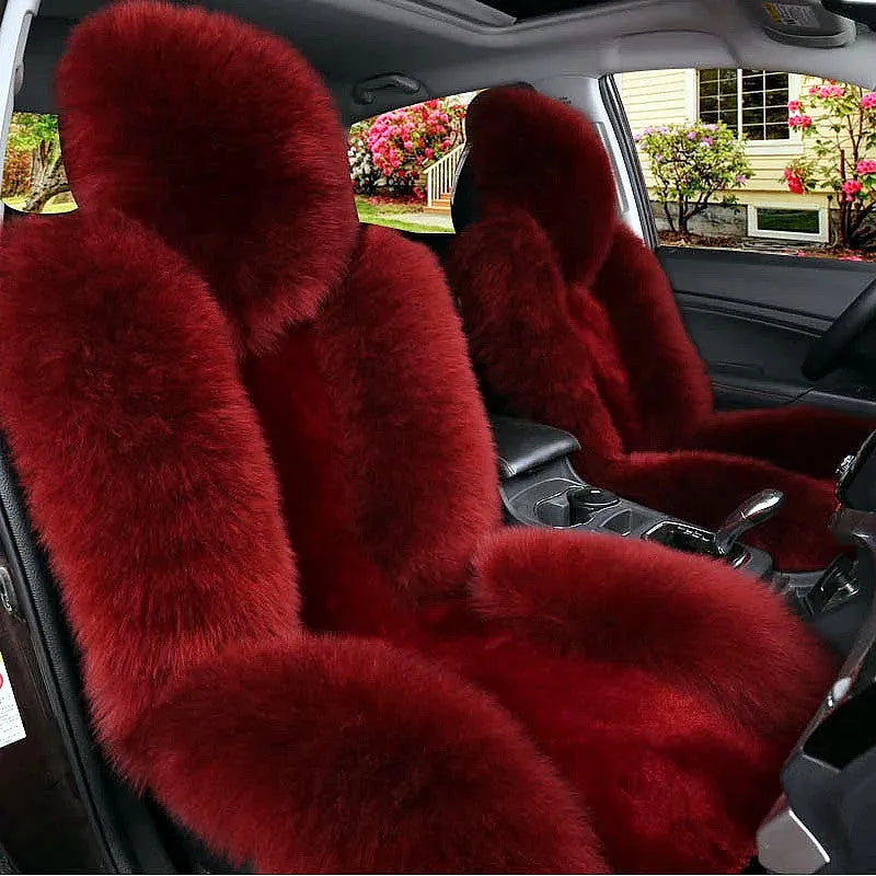 Winter car cushion single seat in bean paste colour with wool cashmere blend outer