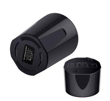 Black X9 car wireless charging cup and stand with Qi logo, showing USB and Type-C ports.