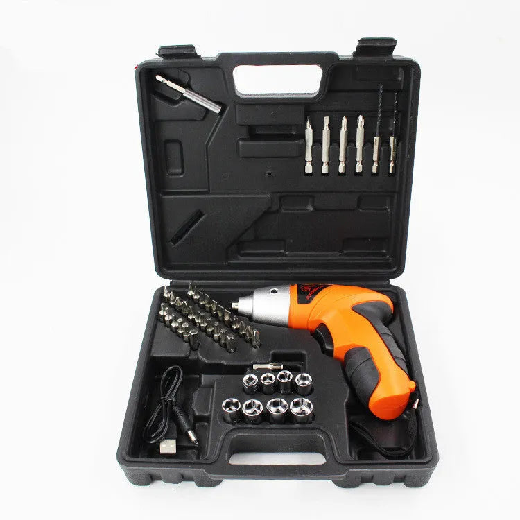 3.6V cordless screwdriver set with rechargeable battery and screwdriver bits in picture colour
