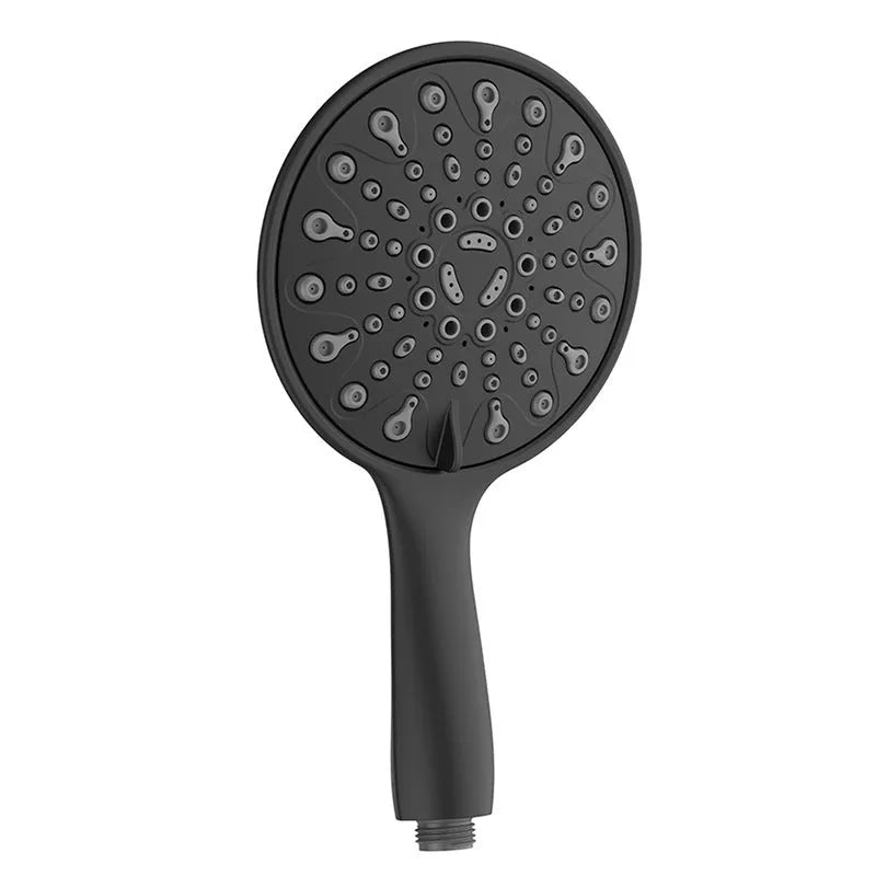 A 6-inch handheld shower head with an electroplated finish, showing its six-function dial.